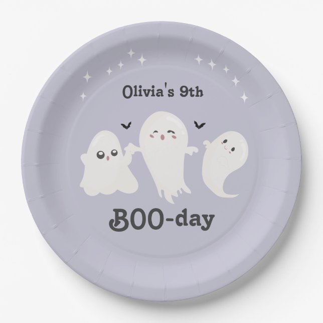 Happy Boo Day | Spooky BOO Day Celebration Paper Plates (Front)