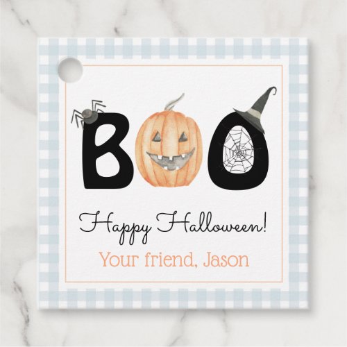Happy Boo Day Trick or Treat Halloween Blue Boy Favor Tags