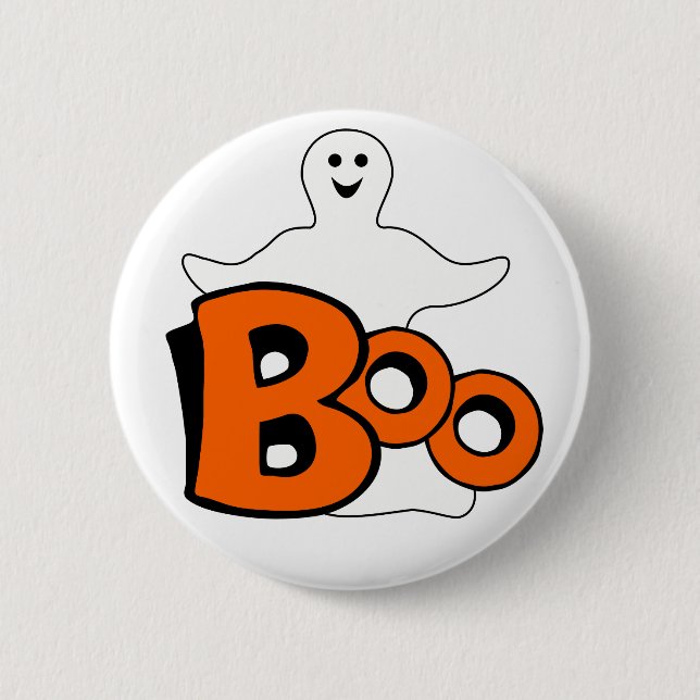 Happy Boo Ghost Pinback Button (Front)