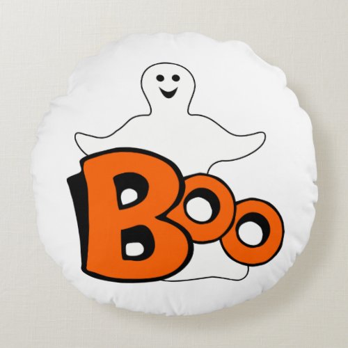 Happy Boo Ghost Round Pillow