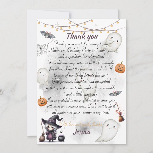 Happy Boo Halloween Thank You Card – Cute Ghost (Front)
