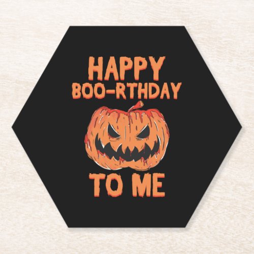 Happy Boo_rthday Birthday To Me Spooky Halloween Paper Coaster