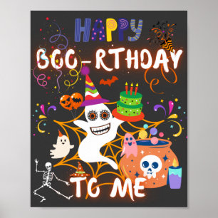 Happy Boo-rthday To Me Halloween Birthday Party   Poster