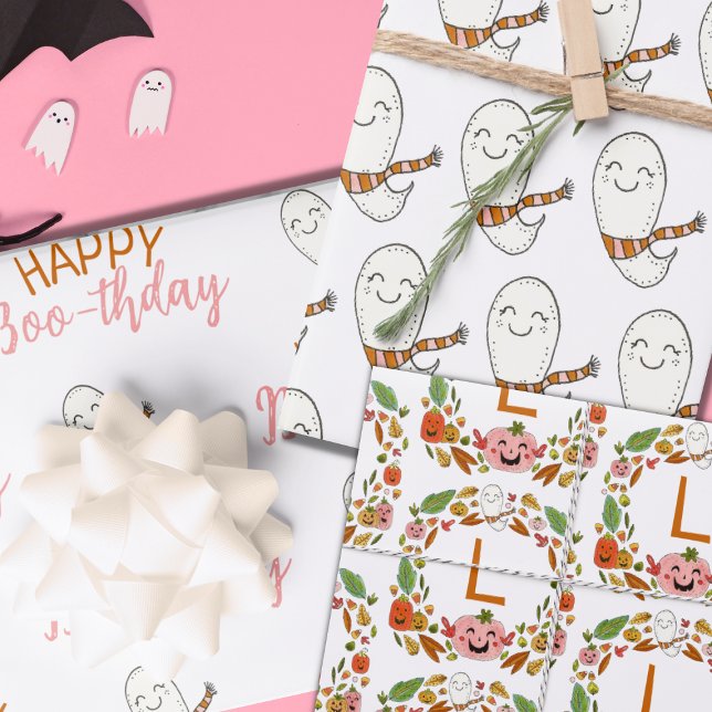 Happy Boo-thday Ghosts Wrapping Paper Sheets (Creator Uploaded)