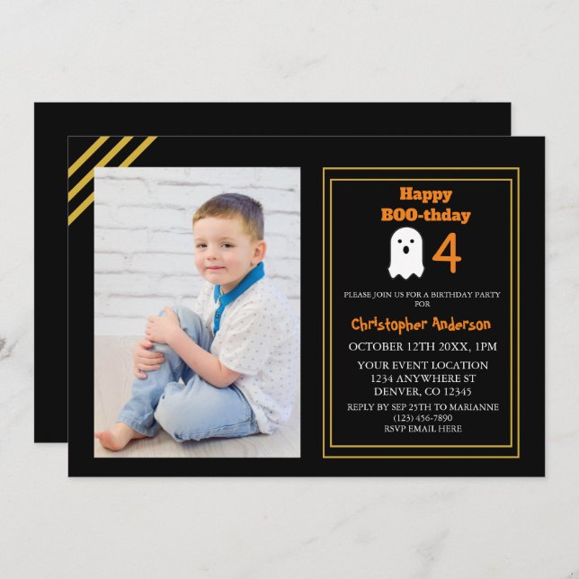 Happy BOO-thday Halloween Birthday Invitation (Front/Back)