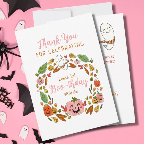 Happy Boo_thday Pink Party Thank You Card