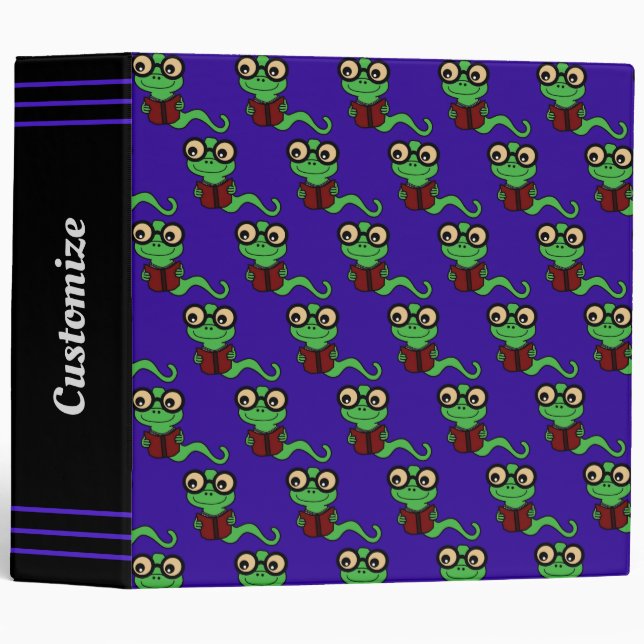 Happy Bookworm Purple 3 Ring Binder (Front/Spine)