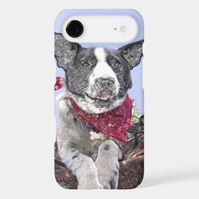Happy Border Collie Heeler Mix Dog Sketch Art Case-Mate iPhone Case (Back)