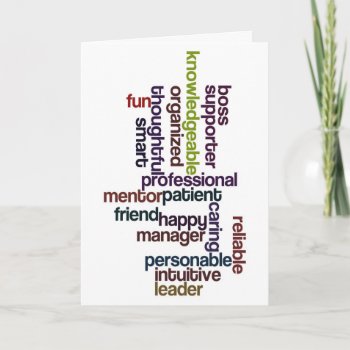 Happy Boss Boss's Day Colorful Word Art Card by bbourdages at Zazzle