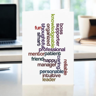 Happy Boss Boss's Day Colorful Word Art Card