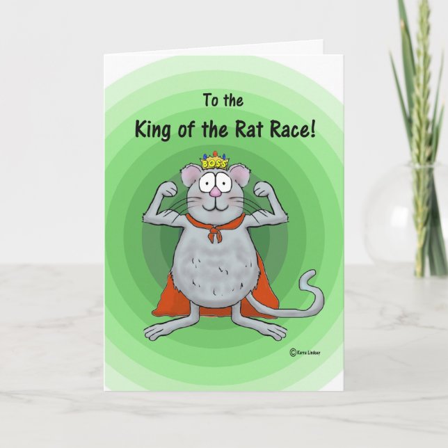Happy Boss Boss's Day Whimsical Rat Race King Card (Front)