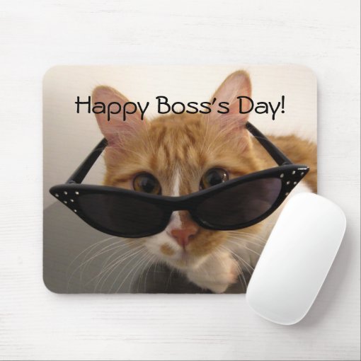 Happy Boss's Day - Cool Cat in Sunglasses Mousepad | Zazzle