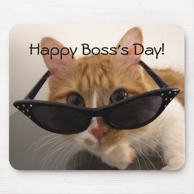Happy Boss's Day - Cool Cat in Sunglasses Mousepad (Front)