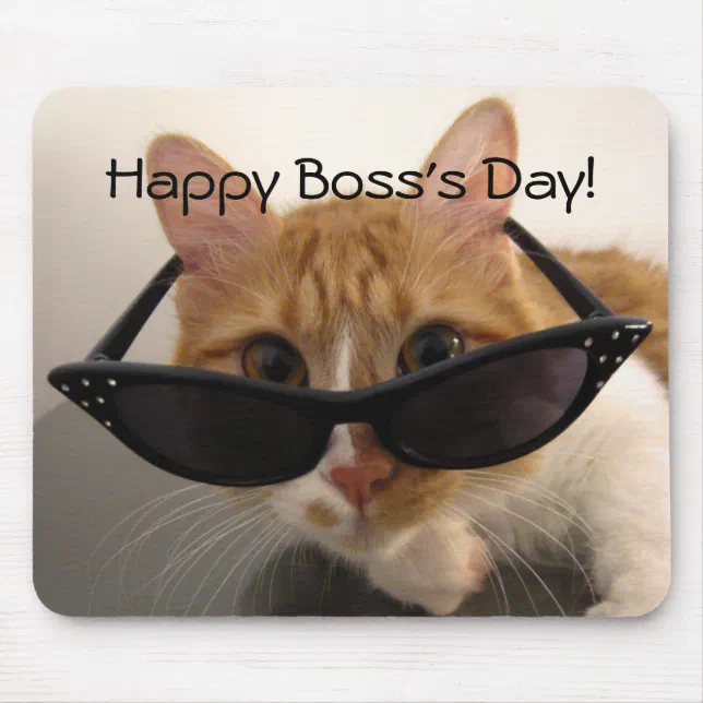 Happy Boss's Day - Cool Cat in Sunglasses Mousepad | Zazzle