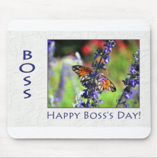 Happy Boss's Day Floral Butterfly Mouse Pad