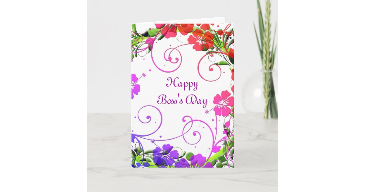 Happy Boss's Day for female boss with custom text Card | Zazzle.com