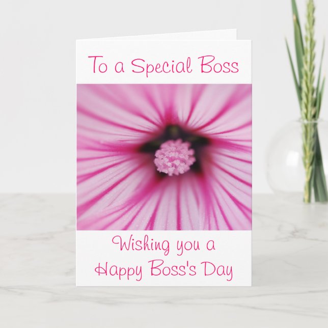 Happy Boss's Day for female boss with flower Card (Front)