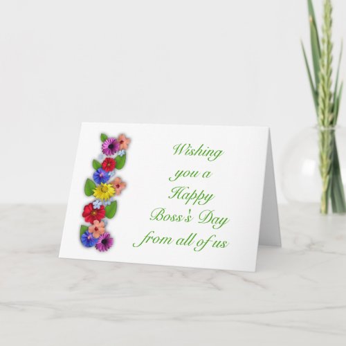 Happy Bosss Day from all of us with flowers Card