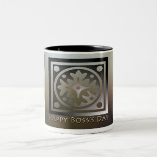 Happy Boss's Day Golden Classic Design Two-Tone Coffee Mug