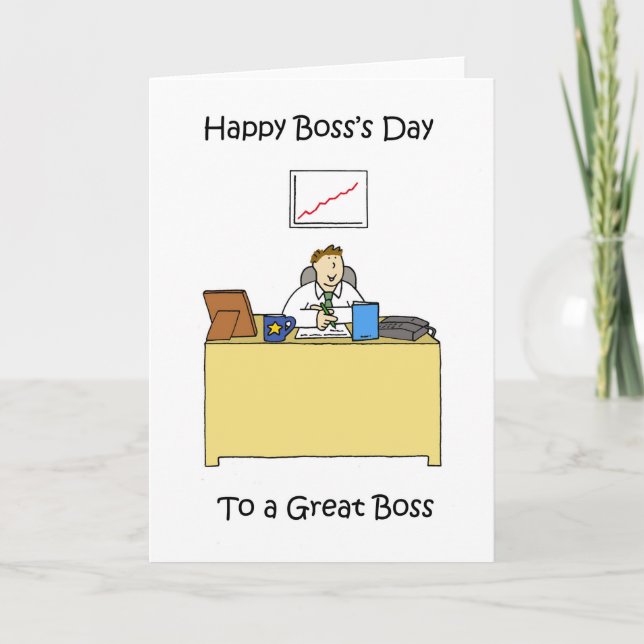Happy Boss's Day to Male Boss, October 16th. Card (Front)