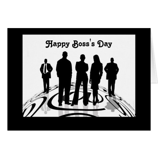 Happy Boss's Day with silhouettes and custom text Card | Zazzle