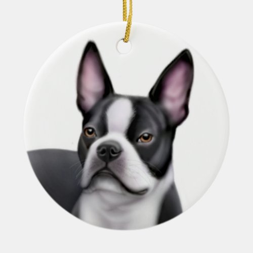 Happy Boston Terrier Face Ornament