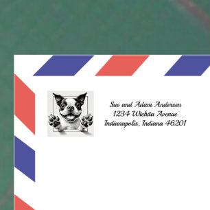 Happy Boston Terrier Return Address Label