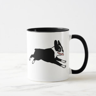 Happy Boston Terrier Running Cute Cartoon Dog Mug