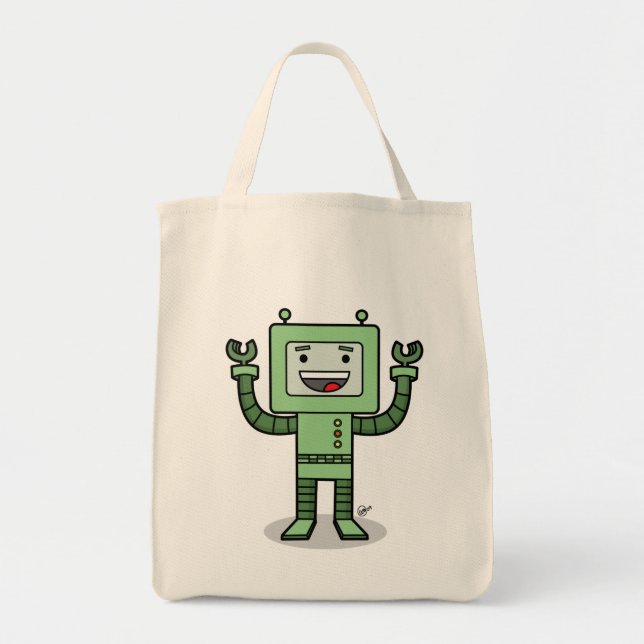 Happy Bot - Grocery Tote Bag (Front)