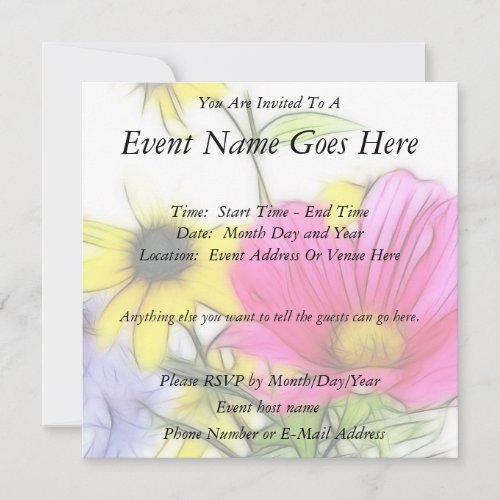 Happy Bouquet of Flowers Personalized Invitations