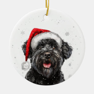 Happy Bouvier Dog Christmas Personalized Ceramic Ornament