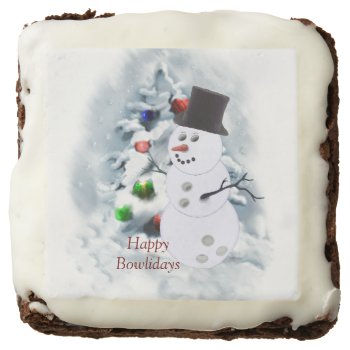 Happy Bowlidays Snowman Brownie by TheSportofIt at Zazzle
