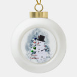 Happy Bowlidays Snowman Ceramic Ball Christmas Ornament at Zazzle