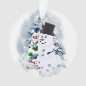 Happy Bowlidays Snowman Ornament by TheSportofIt at Zazzle