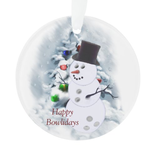 Happy Bowlidays Snowman Ornament