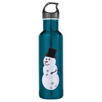 Happy Bowlidays Snowman Water Bottle by TheSportofIt at Zazzle