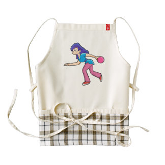 happy Bowling girl. Zazzle HEART Apron