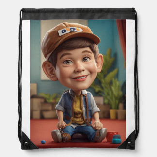 Happy Boy Drawstring Bag