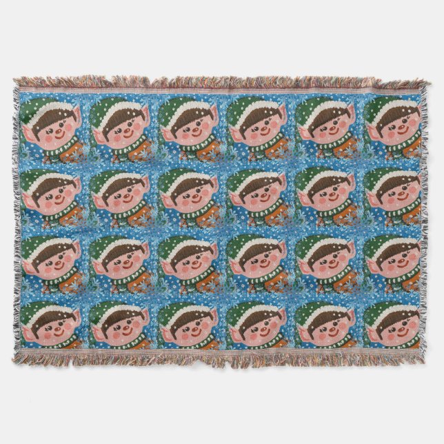 Happy Boy Elf 2 Throw Blanket (Front)
