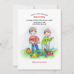 Happy Boys at Play Invitation<br><div class="desc">A colorful invitation showing two happy little boys at play. Perfect siblings party invitation or twin boys birthday invitation. (Image by Freepik). The card is easy to customize with your wording, font and font color. Not exactly what you're looking for? All our products can be custom designed to meet your...</div>