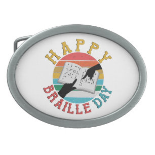 Happy Braille Day Belt Buckle