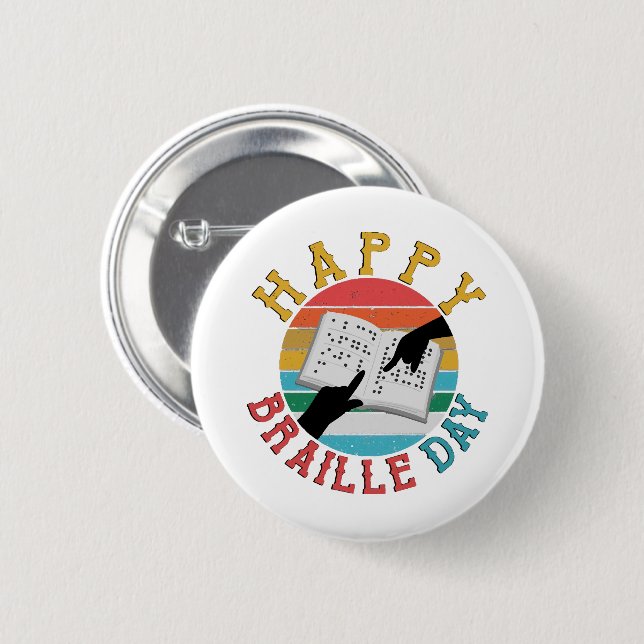 Happy Braille Day Button (Front & Back)