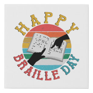 Happy Braille Day Faux Canvas Print