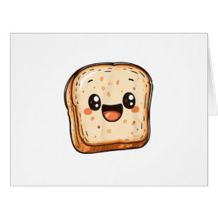 Happy Bread Slice Cartoon Smiling Toast Cards