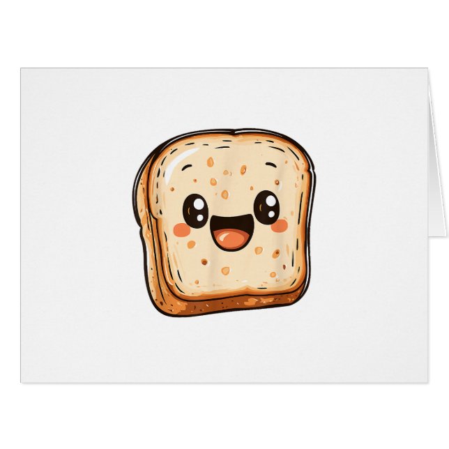 Happy Bread Slice Cartoon Smiling Toast Cards (Front Horizontal)