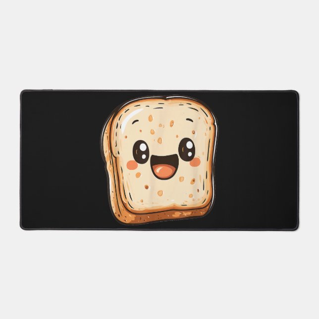 Happy Bread Slice Cartoon Smiling Toast Desk Mat (Front)