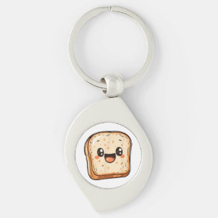 Happy Bread Slice Cartoon Smiling Toast Keychain