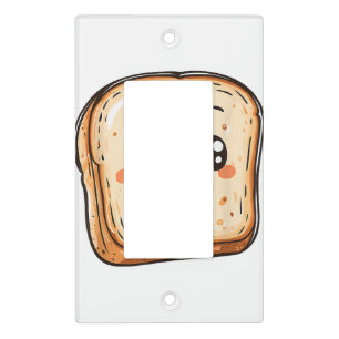 Happy Bread Slice Cartoon Smiling Toast Light Switch Cover