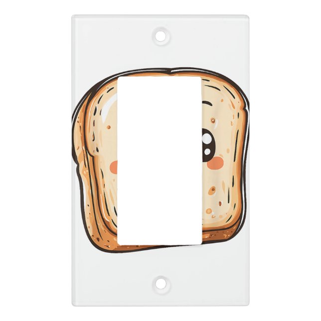 Happy Bread Slice Cartoon Smiling Toast Light Switch Cover (Front)