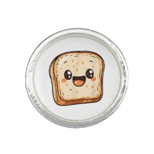 Happy Bread Slice Cartoon Smiling Toast Ring